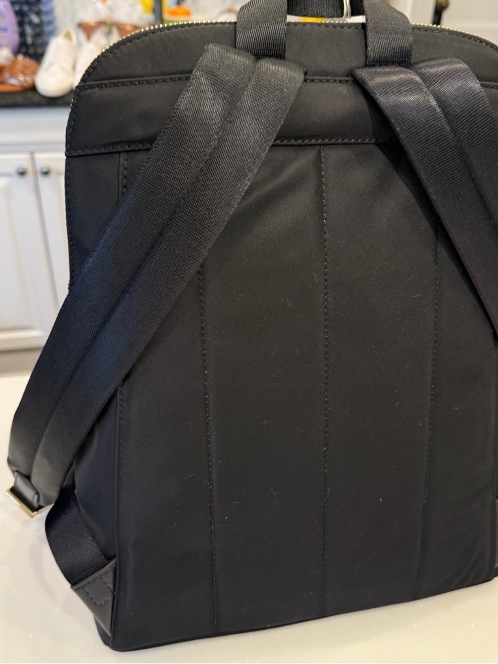Michael Kors Backpack Polly Slim Zip Black Nylon Gold Hardware NWT 30S9GP5B8C - Picture 5 of 13